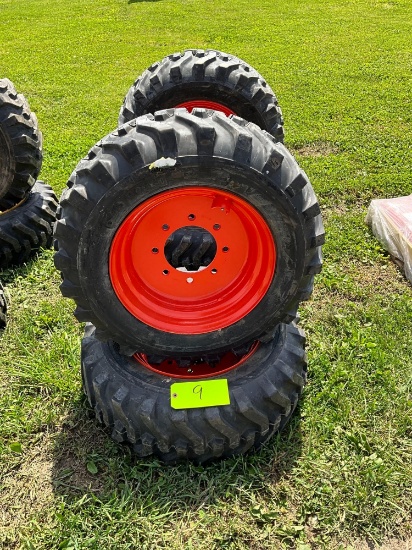 Set of 4 - 10-16.5 Skid Loader Tires on wheels - Bobcat