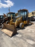 John Deere 310G, Cab, Missing front side glass, heat, A/C, 4x4, ext hoe, coupler, gp bucket, S/N