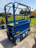 Upright MX19 Scissor Lift, Extendable Platform, 500 lbs capacity, Charger Plug, SN: 7292, Hours: n/a