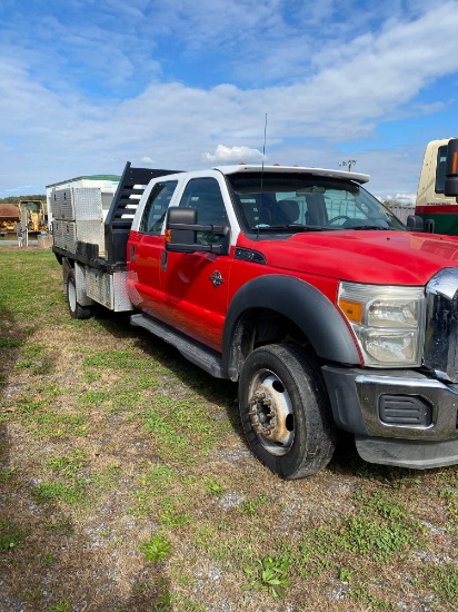 2013 Ford F550XL Flatbed, Dsl, Auto, Crew Cab, Weather Guard Boxes, VIN: 1FD0W5GT5DEA15173, Miles -