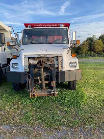 1997 Freightliner FL80 Single Axle Dump, 6 speed, GVWR - 36,220, Snow Plow in Bed, Air Brakes, Side