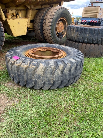 (3) 21.00-35 Tires & Rims for CAT 773