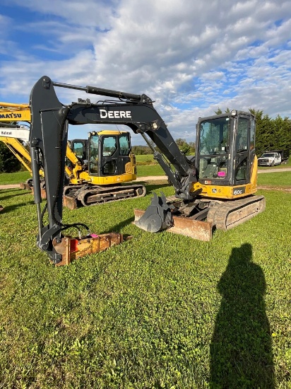 2013 John Deere 60G, Cab, Heat, AC, Leveling Blade, 16" Rubber Tracks, Front Slide Up Glass,