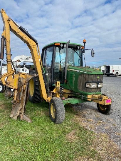 John Deere 6320, Cab, Heat, AC, Wheel Weights, Tiger Side Boom Mower, PTO, SN: H47799, Hours: 6724