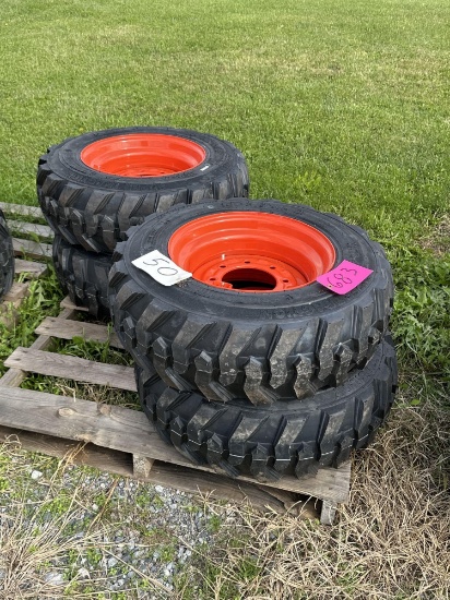 Set of 4 - 10-16.5 Skid Loader Tires on Wheels (Bobcat)