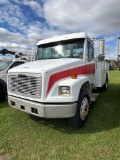 2000 Freightliner Service Truck, CAT Motor, 8 speed, Air Brakes, Auto Crane 8005H Crane, Outriggers,
