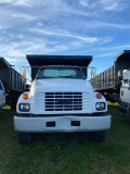 1998 Chevy C6500 Stake Side Flat Bed, CAT Motor, 5 speed, GVWR - 25,950 lbs, Rear Liftgate, Storage