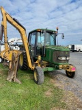 John Deere 6320, Cab, Heat, AC, Wheel Weights, Tiger Side Boom Mower, PTO, SN: H47799, Hours: 6724