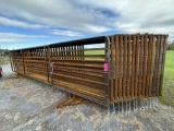 14 - 24' x 5.5' Free Standing Steel Corral Panels, 1 - 24' x 5.5' panel with 6' gate