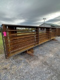 15 - 24' x 5.5' Free Standing Steel Corral Panels, 1 - 24' x 5.5' panel with 6' gate