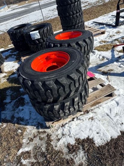 NEW SET OF TIRES and WHEELS 12-16.5 FOR BOBCAT