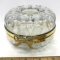 Round Glass Jewelry Box with Gold Bow