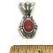 Vintage Sterling Silver Slider with Red Oval Stone