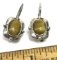 Vintage Sterling Silver Earrings with Oval Tiger's Eye Stones