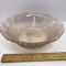 Large Pink Glass Serving Bowl with Grape Design