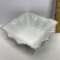 Pretty White Porcelain Ribbed Bowl with Gilt Rim