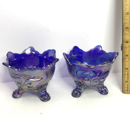 Pair of Vintage Imperial Carnival Glass Candlestick Holders