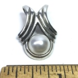 Vintage Sterling Silver Faux Pearl Slider