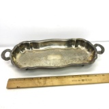 Vintage Silver Plated Oblong Doubled Handled Footed Tray