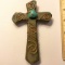 Pottery Cross Wall Hanging w/Copper Accent - Signed on Back