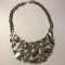 Unique Silver Tone Bib Style Necklace