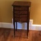 Vintage Wooden 4 Draw Stand with Banded Inlay Top, Decorative Gilt Ormolu On Feet, Top & Bottom Legs