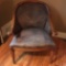 Wooden Arm Chair w/Suede Upholstery