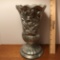 Heavy Pewter Vase w/Floral Design