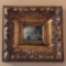 Antique Miniature Oil on Board in Heavy Gilt Frame