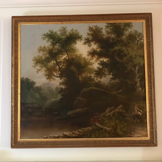 Impressive Antique Original Oil on Canvas in Frame & Nailed Canvas - Great Early Piece!