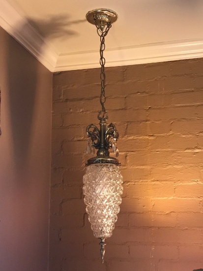 Elegant Hanging Crystal Light Fixture with Crystal Prisms