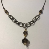 Sterling Silver Necklace w/Smokey Topaz Beads