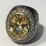 Chunky Sterling Silver Ring w/Oval Citrine Stone