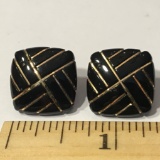 14K Gold & Black Onyx Pierced Earrings