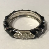 Extraordinary Authentic 18K Gold Hidalgo Black Enamel & Diamond Ring