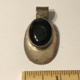 Sterling Silver Pendant with Large Black Stone