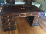 7 Drawer Large Executive Desk w/Beautiful Inlay - Comes With Glass Top