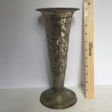 Vintage Ornate Embossed Silver Plated Vase