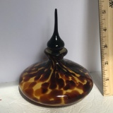 Art Glass Perfume Bottle with Tortoise Shell Design