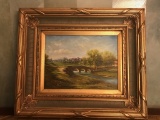 Beautiful Landscape Giclée - in Beautiful Heavy Wood Gilt Frame Signed 