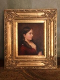 8 x 10 Woman in Red by Turner in Ornate Wooden Gilt Frame