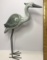 Adorable Carved Wood Crane with Clear Glass Inlaid Wings