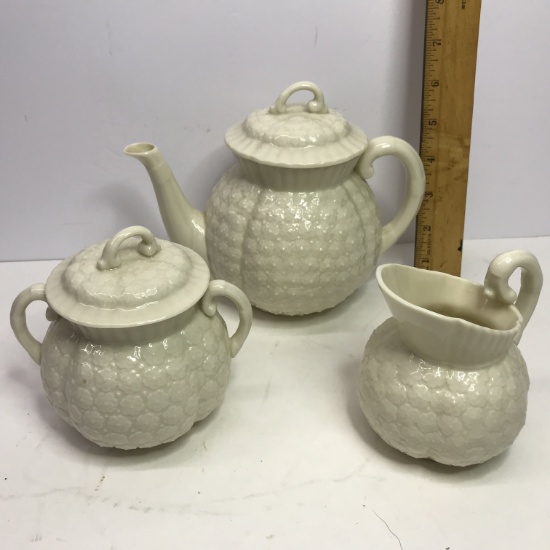 Set of Lenox "Hawthorne" Teapot, Creamer & Sugar Bowl with Lid