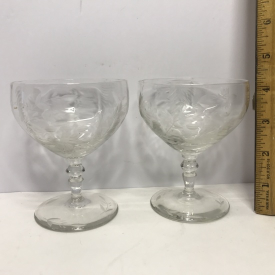 Pair of Delicate Etched Stems