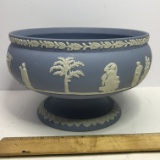 Large Vintage Wedgwood Blue & White Pedestal Bowl