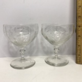 Pair of Delicate Etched Stems