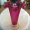 Tall Vintage Cranberry Ruffled Top Vase