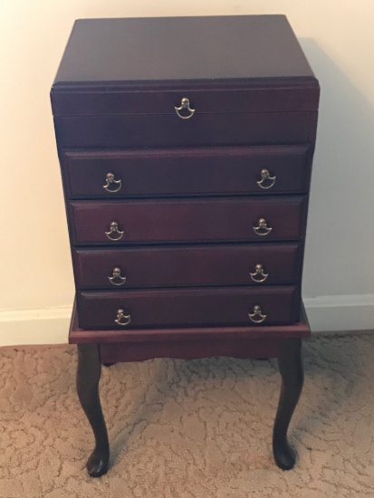 4 Drawer Mahogany Silverware Chest w/Flip Top