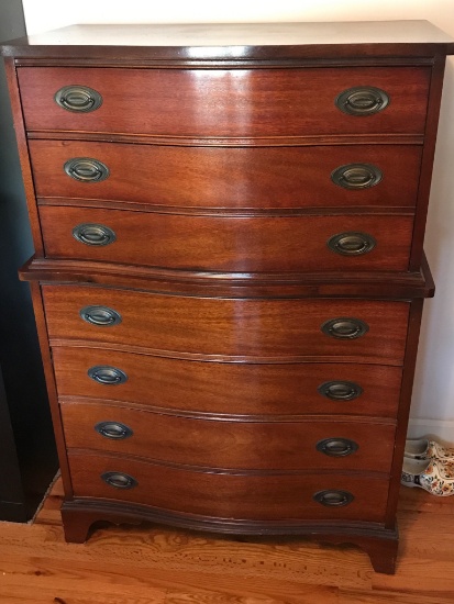 1940's Mahogany 3 over 4 Federal Style Chest of Drawers by Dixie Furniture Co.