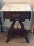 Mahogany Harp Base One Drawer Accent Table